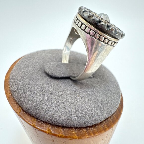 VTG Sterling Silver 925 Signet Style Shield Design Statement RIng Size 6.75 - Picture 2 of 12